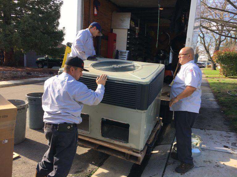 Bonney experts delivering a new HVAC unit