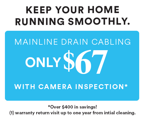 Only $67 for Mainline Drain Clearing+ FREE Camera Inspection